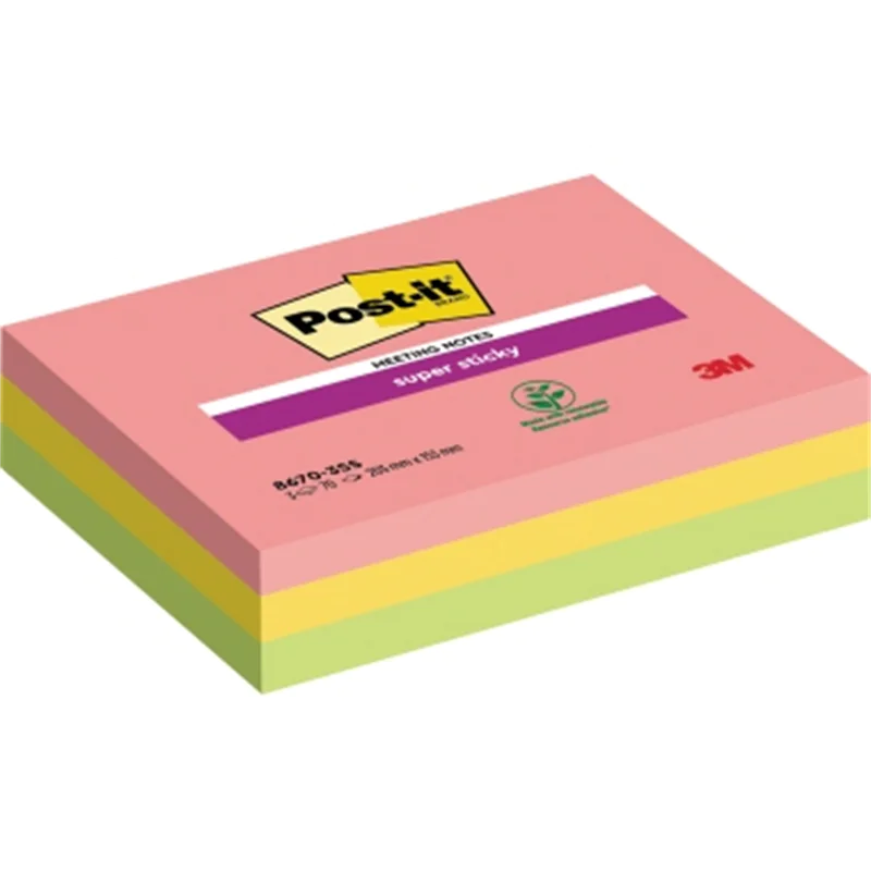 3M 86456SSEU, Rechteck, Mehrfarbig, Papier, 203 mm, 153 mm, 70 Blätter 8670-3SS-EU