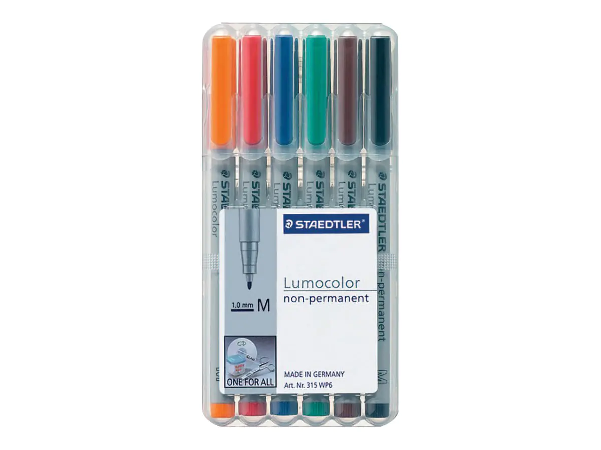 STAEDTLER Lumocolor 315 - Filzstift - nicht dauerhaft - verschiedene Farben - 1 mm - Mittel (Packung mit 6) 315 WP6