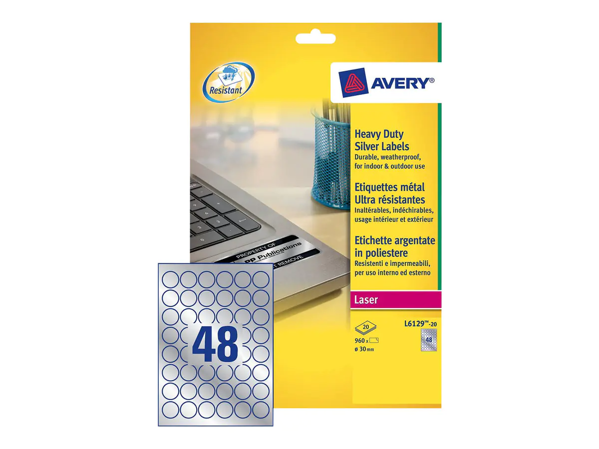 Avery Zweckform Typenschild-Etiketten silber 30 mm