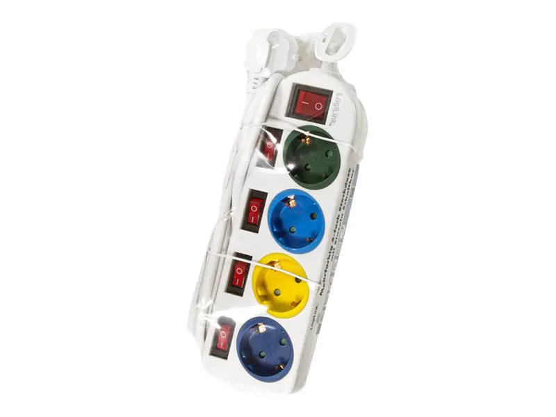 LogiLink Multicolor - Steckdosenleiste - Wechselstrom 250 V - 3680 Watt - Ausgangsanschlüsse: 4 (4 x CEE 7/3) - 1.5 m Schnur - Deutschland