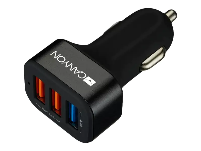 Canyon C-07 - Auto-Netzteil - 2.4 A - QC 3.0 - 3 Ausgabeanschlussstellen (USB) - Schwarz