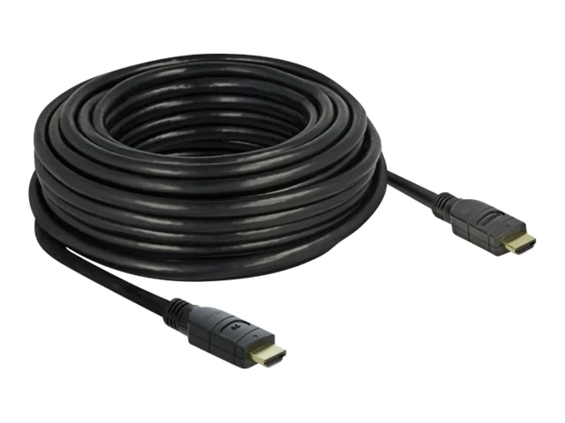 Delock - Highspeed - HDMI-Kabel mit Ethernet - HDMI männlich zu HDMI männlich - 15 m - Dreifachisolierung - Schwarz - 4K Unterstützung, aktiv