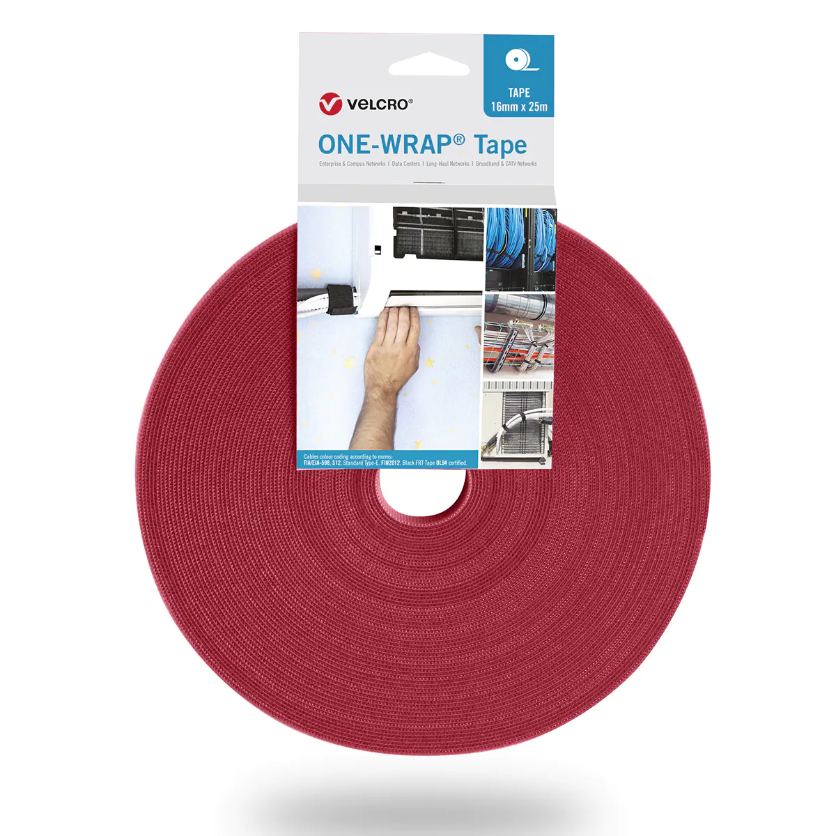 VELCRO One Wrap Band 25m 10mm Rot VEL-OW64105 VELCRO One Wrap Band 25m 10mm Rot VEL-OW64105