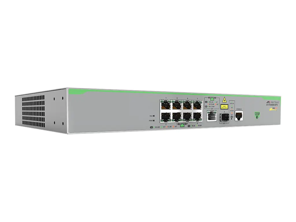 Allied Telesis CentreCOM FS980M/9PS - Switch - L3 - managed - 8 x 10/100 (PoE+) + 1 x Combo Gigabit SFP (Uplink) - an Rack montierbar - PoE+ (150 W)