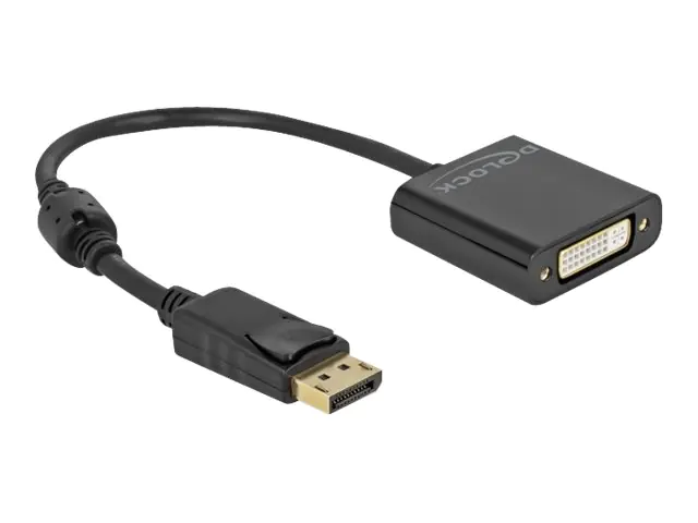 Delock - Videoadapter - Single Link - DisplayPort (M) zu DVI-I (W) - DisplayPort 1.2 - 20 cm - 4K Unterstützung, aktiv - Schwarz