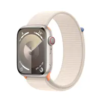 Apple Watch Series 9 (GPS + Cellular) - 45 mm - Starlight Aluminium - intelligente Uhr mit Sportschleife - weiches, zweilagiges Nylon - Starlight - 64 GB - Wi-Fi, Bluetooth, UWB, LTE - 4G - 39 g