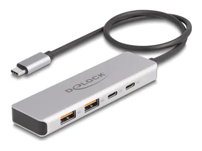 Delock - Hub - 10 Gbps, mit 35 cm Anschlusskabel - 2 x USB 3.1 Gen 2 + 2 x USB-C - Desktop