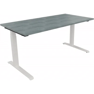 Schreibtisch Kufe Einzels. Quadrat B1600xT800xH650-850 ws/Beton