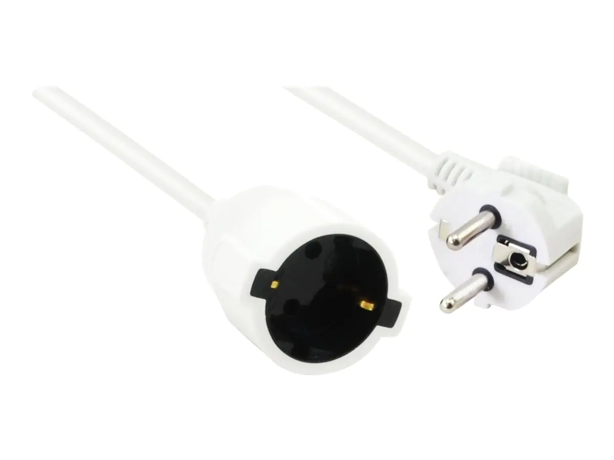 Helos - Spannungsversorgungs-Verlängerungskabel - power CEE 7/7 (M) gewinkelt zu power CEE 7/7 (W) gerade - 250 V - 16 A - 25 m - weiß