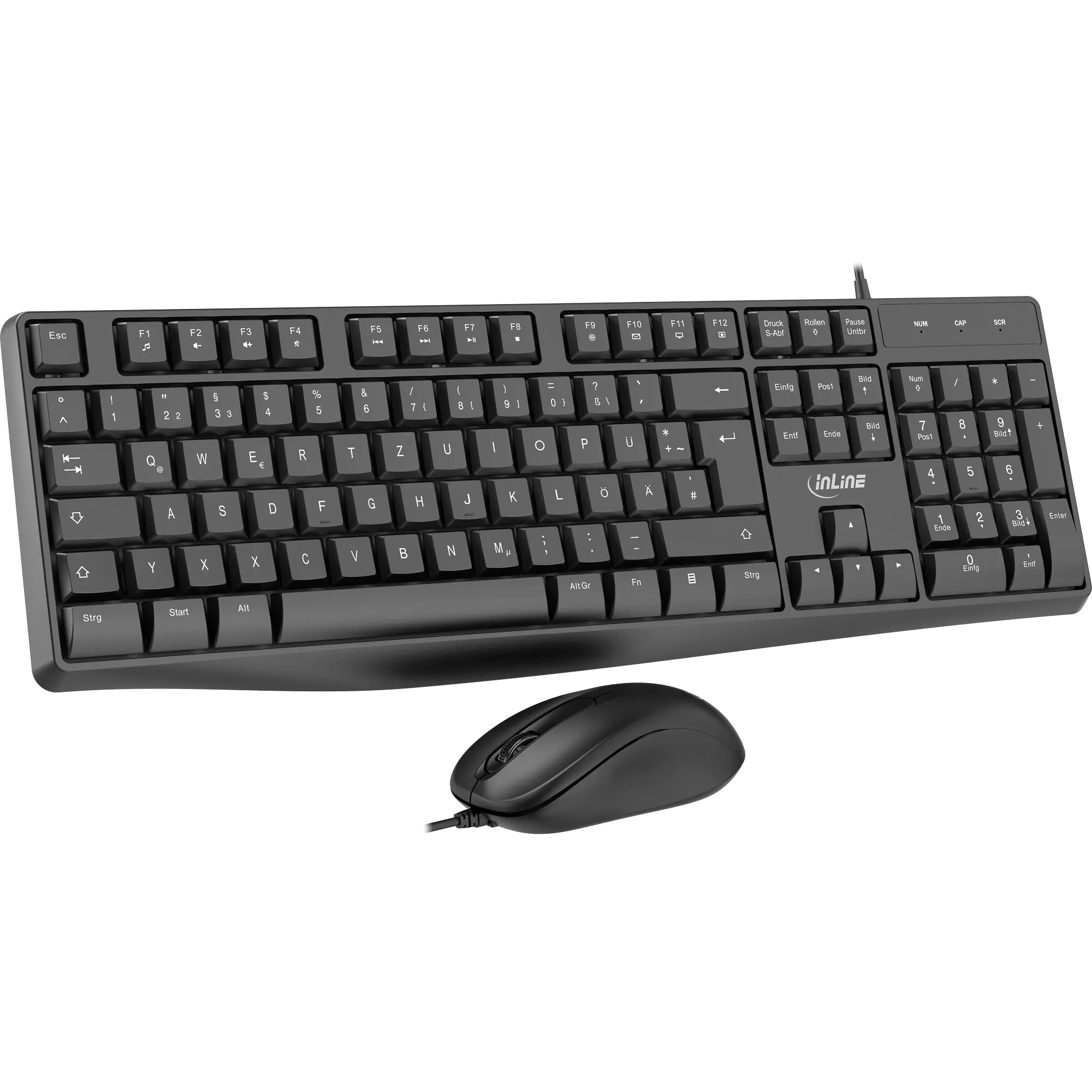 InLine Basic Desktop II - Tastatur-und-Maus-Set - full size - USB - QWERTZ - Deutsch - Schwarz