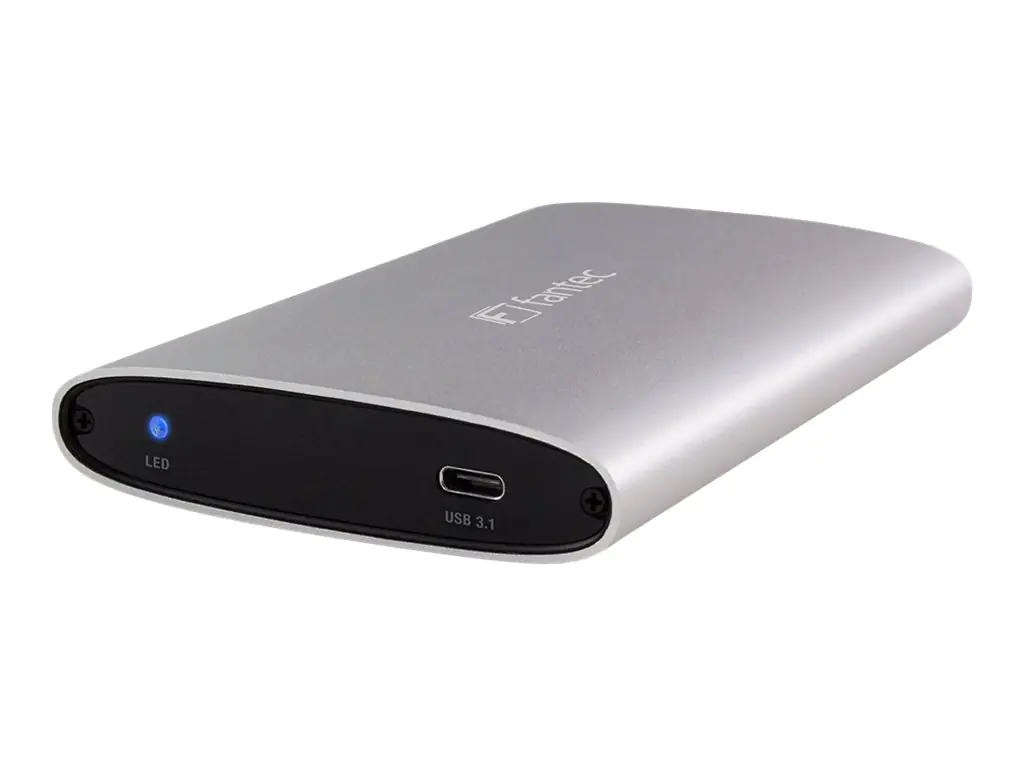 Fantec ALU-25U31 - Speichergehäuse - 2.5" (6.4 cm) - SATA 6Gb/s - USB 3.1 (Gen 2) - Silber