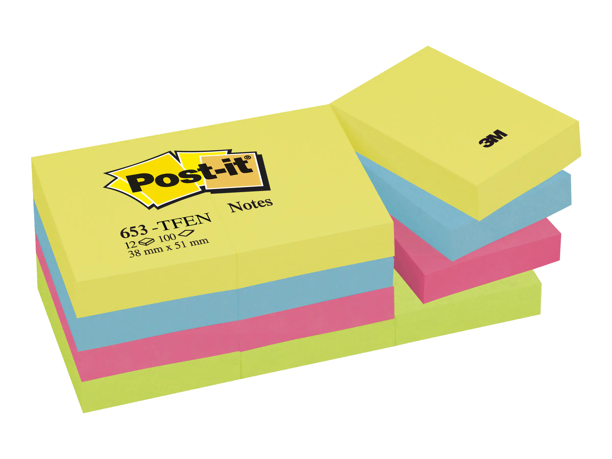 3M Post-it 653-TFEN - Notizen - 51 x 38 mm - 1200 Blatt (12 x 100) 653TFEN