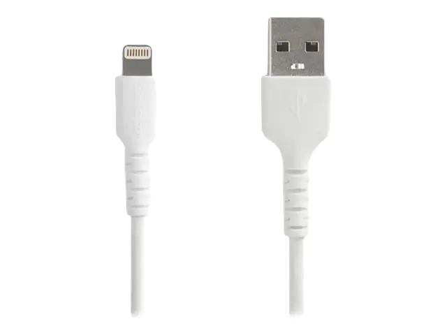 StarTech 1m USB-A auf Lightning-Kabel - Hochbelastbare, robuste Aramidfaser - USB Typ-A auf Lightningkabel - Lade-/Synchronisationskabel - Apple MFi-zertifiziert iPad/iPhone 12 - Weiß (RUSBLTMM1M) - Lightning-Kabel - USB männlich gerade zu Lightning männl