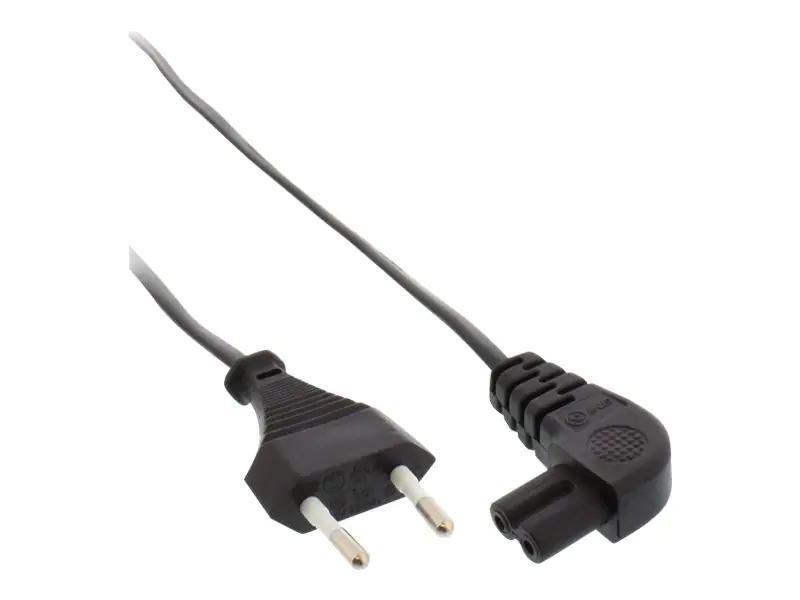 InLine - Stromkabel - Eurostecker (S) bis IEC 60320 C7 gewinkelt - 5 m - Schwarz