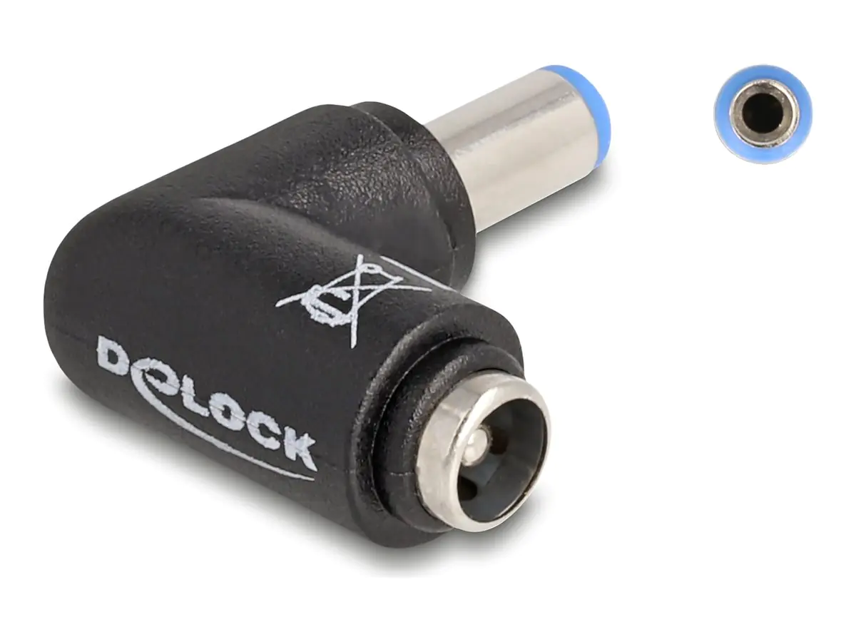 Delock - Netzteil - Gleichstromstecker 5,5 x 2,1 mm (M) zu Gleichstromstecker 5,5 x 2,1 mm (W) gewinkelt - 20 V - 5 A - Schwarz