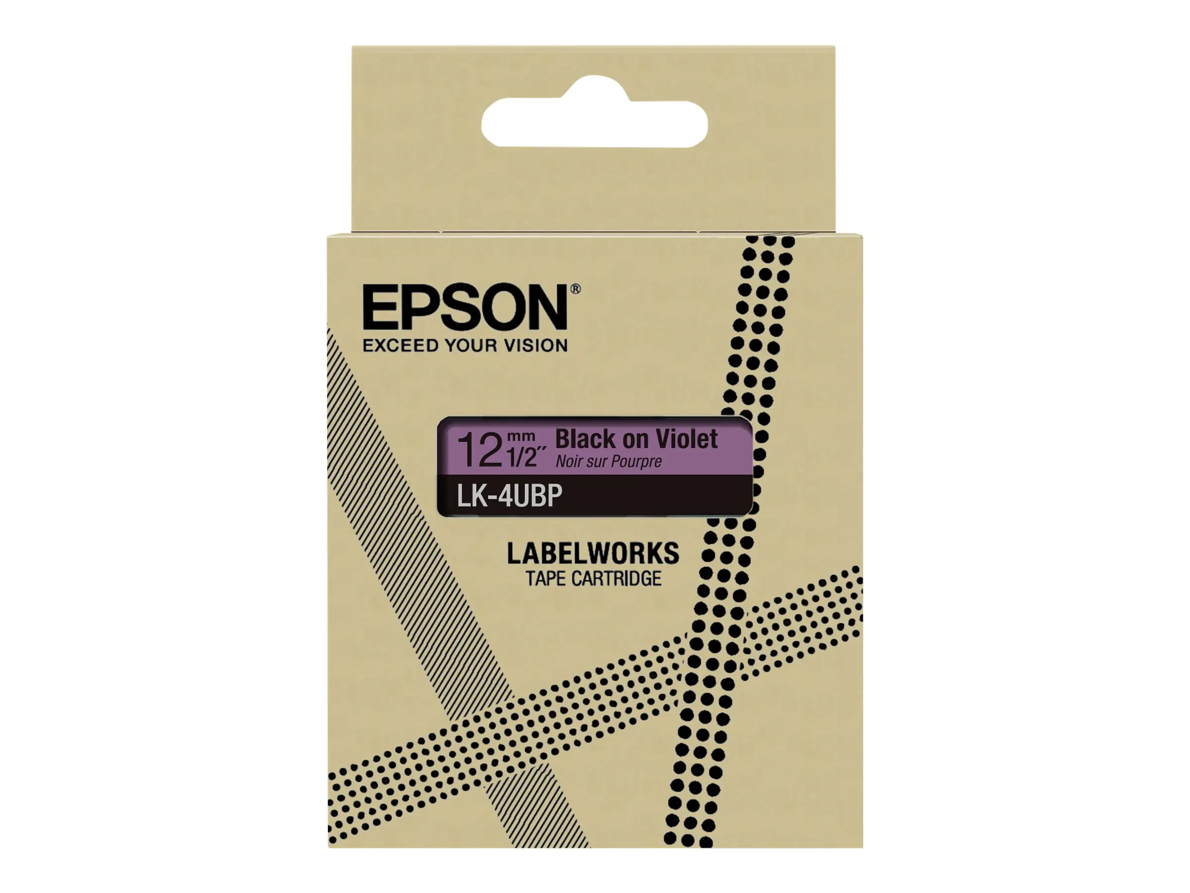 Epson LabelWorks LK-4UBP - Schwarz auf Violett - Rolle (1,2 cm x 8 m) C53S672101