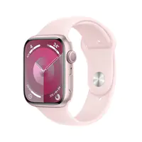 Apple Watch Series 9 (GPS) - 45 mm - Pink Aluminum - intelligente Uhr mit Sportband - Flouroelastomer - Light Pink - Bandgröße: M/L - 64 GB - Wi-Fi, Bluetooth, UWB - 38.7 g