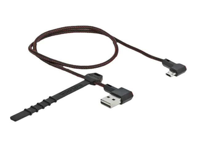 Delock Easy - USB-Kabel - USB (M) 90° abgeschrägt, umkehrbar zu Micro-USB Typ B (M) 90° abgeschrägt, umkehrbar - USB 2.0 - 50 cm - Schwarz