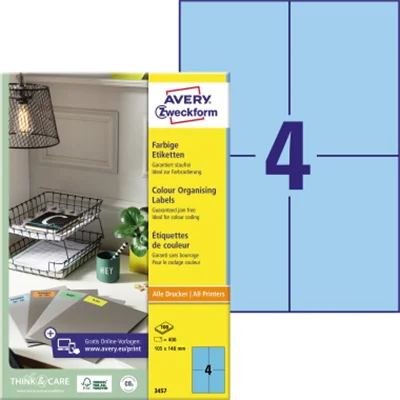 Avery Zweckform Universaletikett 3457 105x148mm blau 400 St./Pack. Avery Zweckform Universaletikett 3457 105x148mm blau 400 St./Pack.
