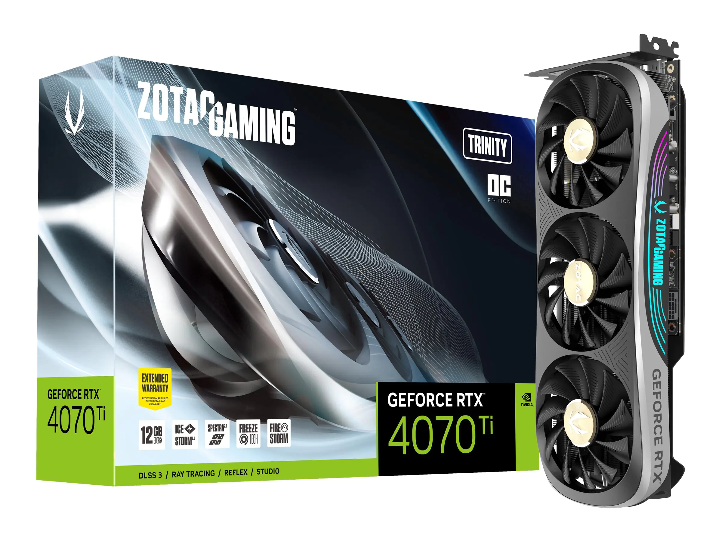 ZOTAC GAMING GeForce RTX 4070 Ti Trinity OC - Grafikkarten - GeForce RTX 4070 Ti - 12 GB GDDR6X - PCIe 4.0 x16 - HDMI, 3 x DisplayPort