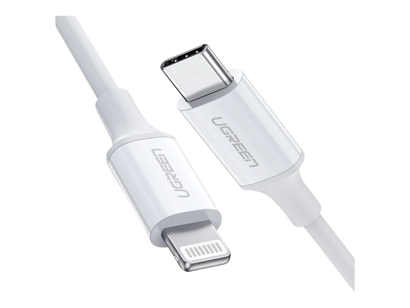 Ugreen - Lightning-Kabel - 24 pin USB-C männlich zu Lightning männlich - 1 m - abgeschirmt - weiß - USB-Stromversorgung (18 W)