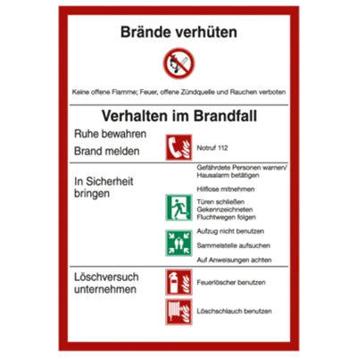 Marahrens Hinweisschild 21 x 29,7 cm (B x H) Brände verhüten Kunststoff
