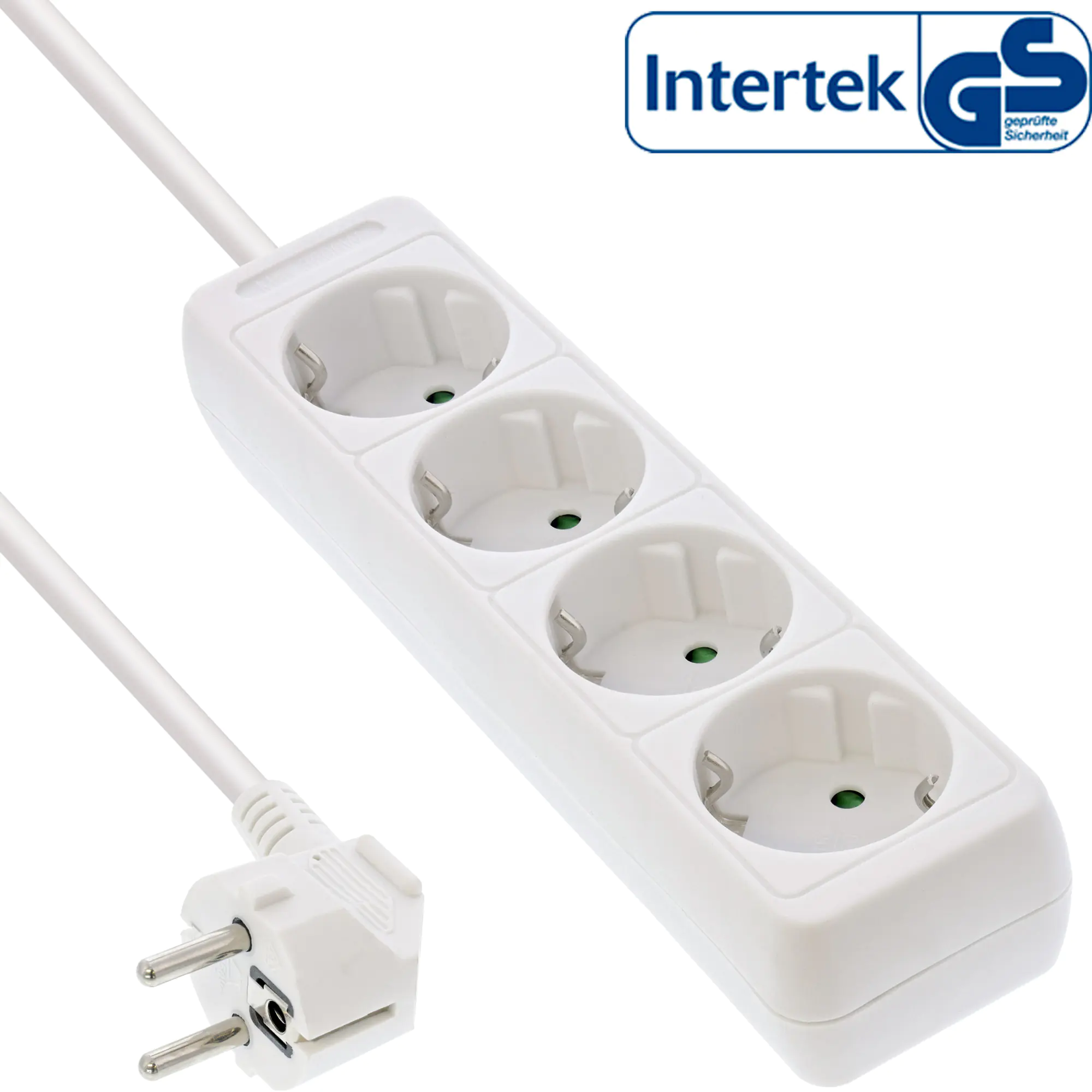 InLine - Steckdosenleiste - Wechselstrom 230 V - 3500 Watt - Ausgangsanschlüsse: 4 (4 x Stecker, 2-polig) - 3 m Schnur - weiß