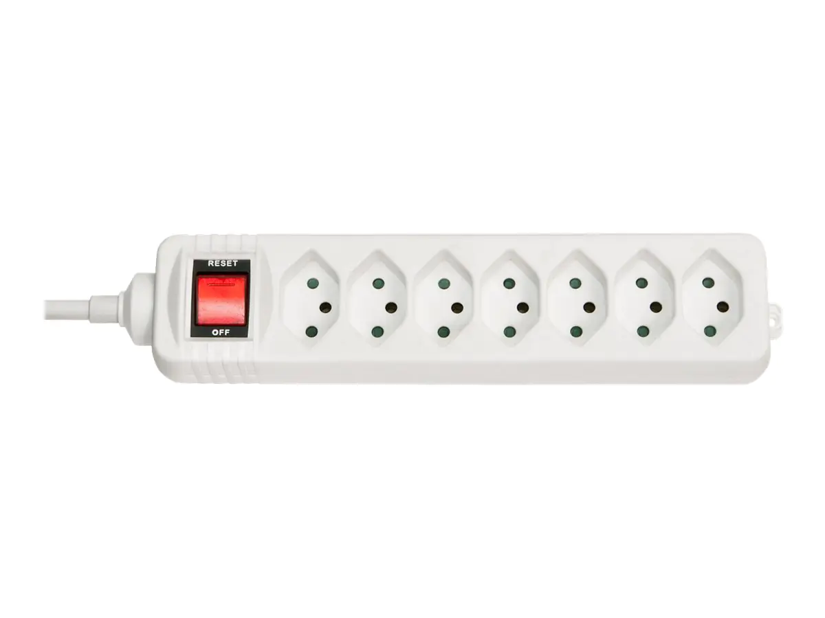 LINDY - Steckdosenleiste - Wechselstrom 250 V - 2300 Watt - Ausgangsanschlüsse: 7 - 1.4 m - Schweiz - weiß
