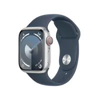 Apple Watch Series 9 (GPS + Cellular) - 41 mm - Aluminium, Silber - intelligente Uhr mit Sportband - Flouroelastomer - Storm Blue - Bandgröße: M/L - 64 GB - Wi-Fi, Bluetooth, UWB, LTE - 4G - 32.1 g