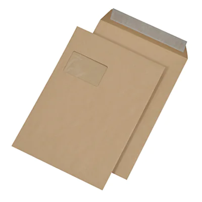 MAILmedia Versandtasche DIN C4 229 x 324 mm (B x H) mit Fenster 110g/m² mit Haftklebung Natronpapier braun 250 St./Pack. MAILmedia Versandtasche DIN C4 229 x 324 mm (B x H) mit Fenster 110g/m² mit Haftklebung Natronpapier braun 250 St./Pack.