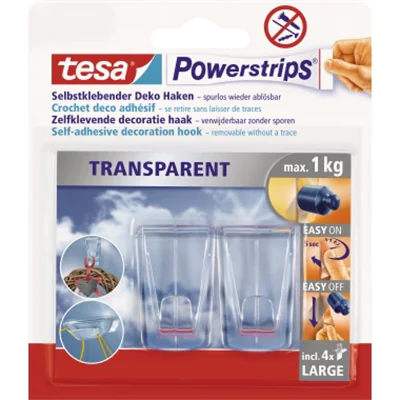 Tesa 58813-00000-20, Indoor, Universalhaken, Transparent, 1 kg, Rechteck, 2 Stück(e)