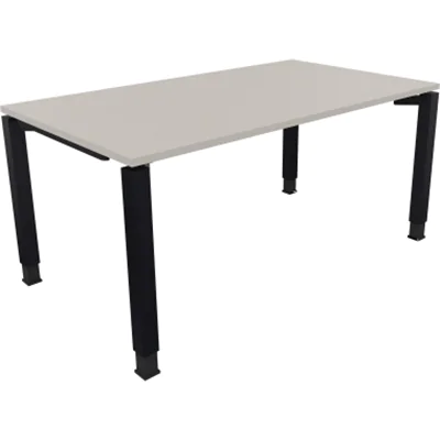 Schreibtisch Vierfuß Quadratrohr B1600xT900xH680-820 an/Lichtgrau