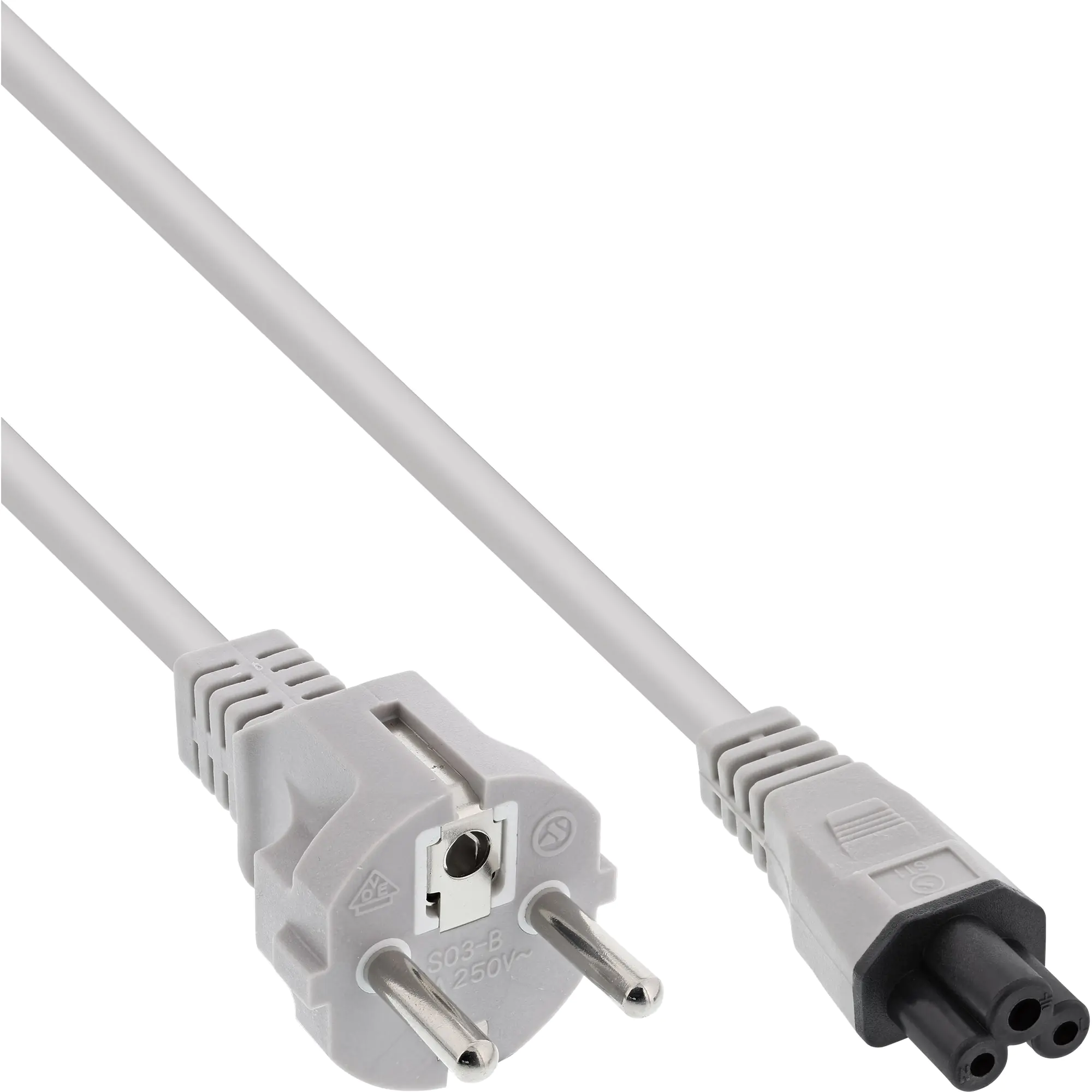 InLine - Stromkabel - power CEE 7/7 (S) zu IEC 60320 C5 - 50 cm - Grau