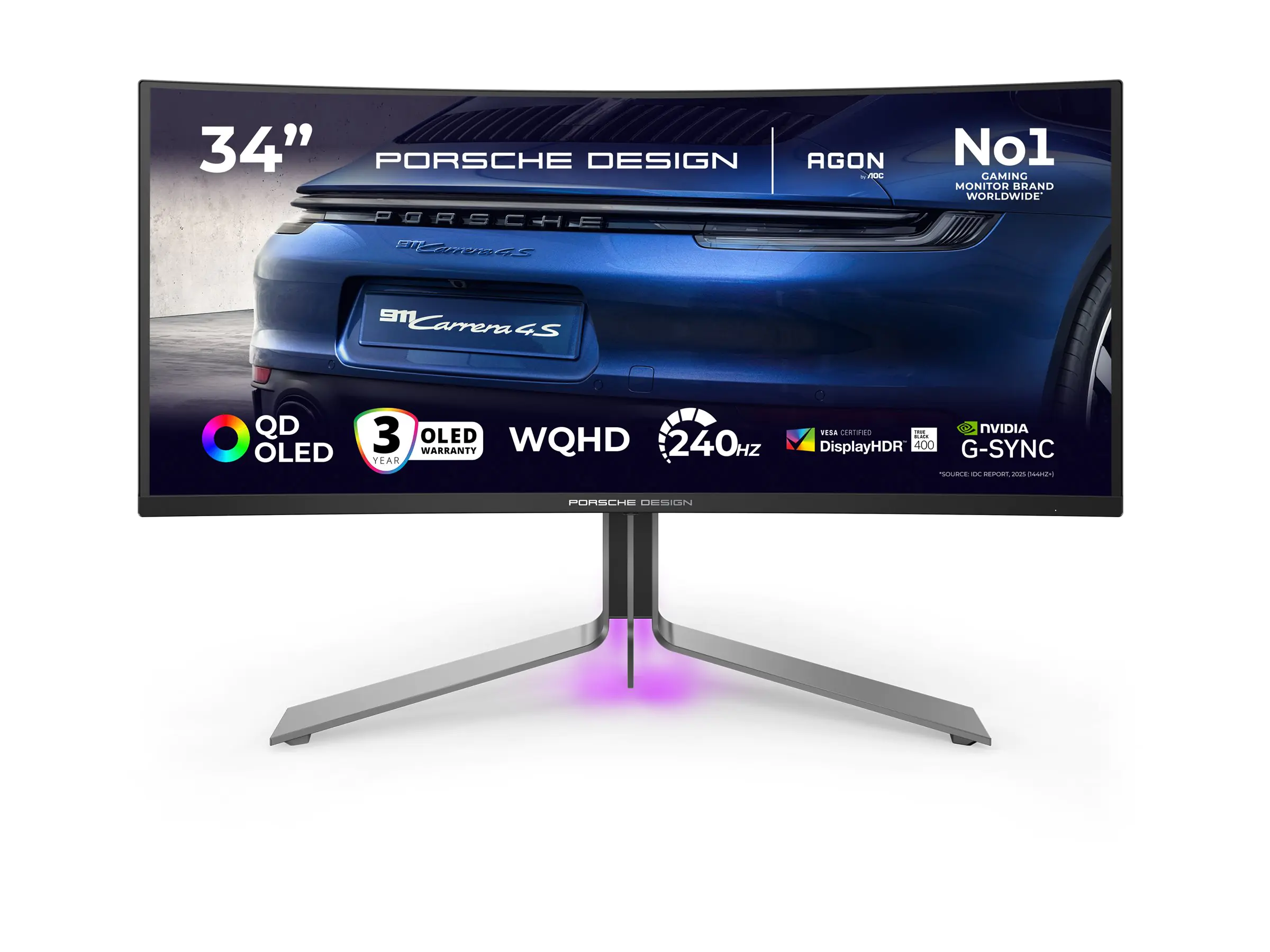 AOC AGON PRO PD34 Porsche Design - Porsche Design - OLED-Monitor - Gaming - gebogen - USB - 86.36 cm
