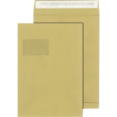 MAILmedia Faltentasche DIN C4 229 x 324 mm (B x H) mit Fenster 140g/m² mit Haftklebung Papier braun 100 St./Pack. MAILmedia Faltentasche DIN C4 229 x 324 mm (B x H) mit Fenster 140g/m² mit Haftklebung Papier braun 100 St./Pack.