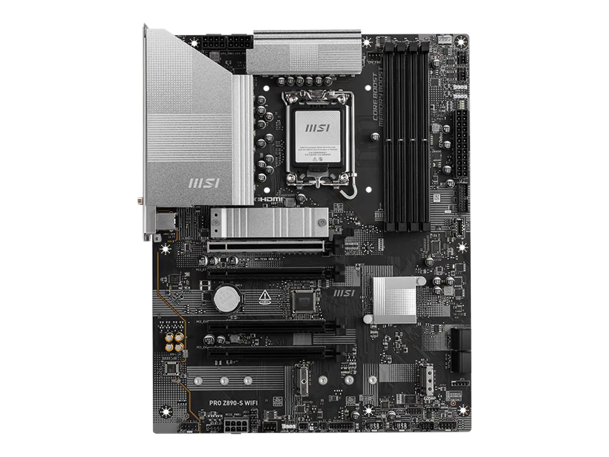 MSI PRO Z890-S WIFI - Motherboard - ATX - LGA1851-Sockel - Z890 Chipsatz - USB-C 3.2 Gen 2x2, USB 3.2 Gen 1 - 2.5 Gigabit LAN, Wi-Fi 7, Bluetooth - Onboard-Grafik (CPU erforderlich) - HD Audio (8-Kanal)