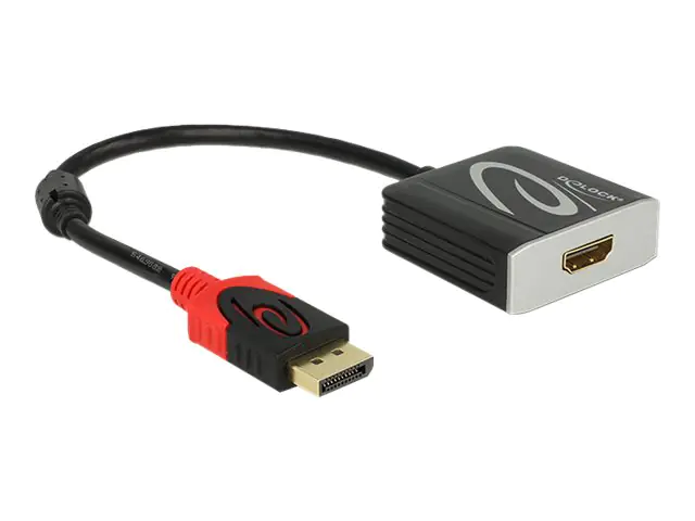 DeLOCK 4K Passive - Videoanschluß - DisplayPort (M) bis HDMI (W) - 20 cm - Schwarz - 4K Unterstützung