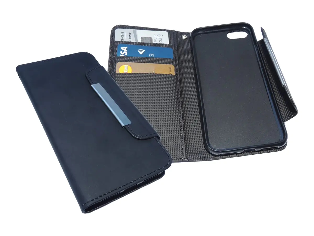 Sandberg Flip Wallet - Flip-Hülle für Mobiltelefon - Black Skin - für Apple iPhone 7