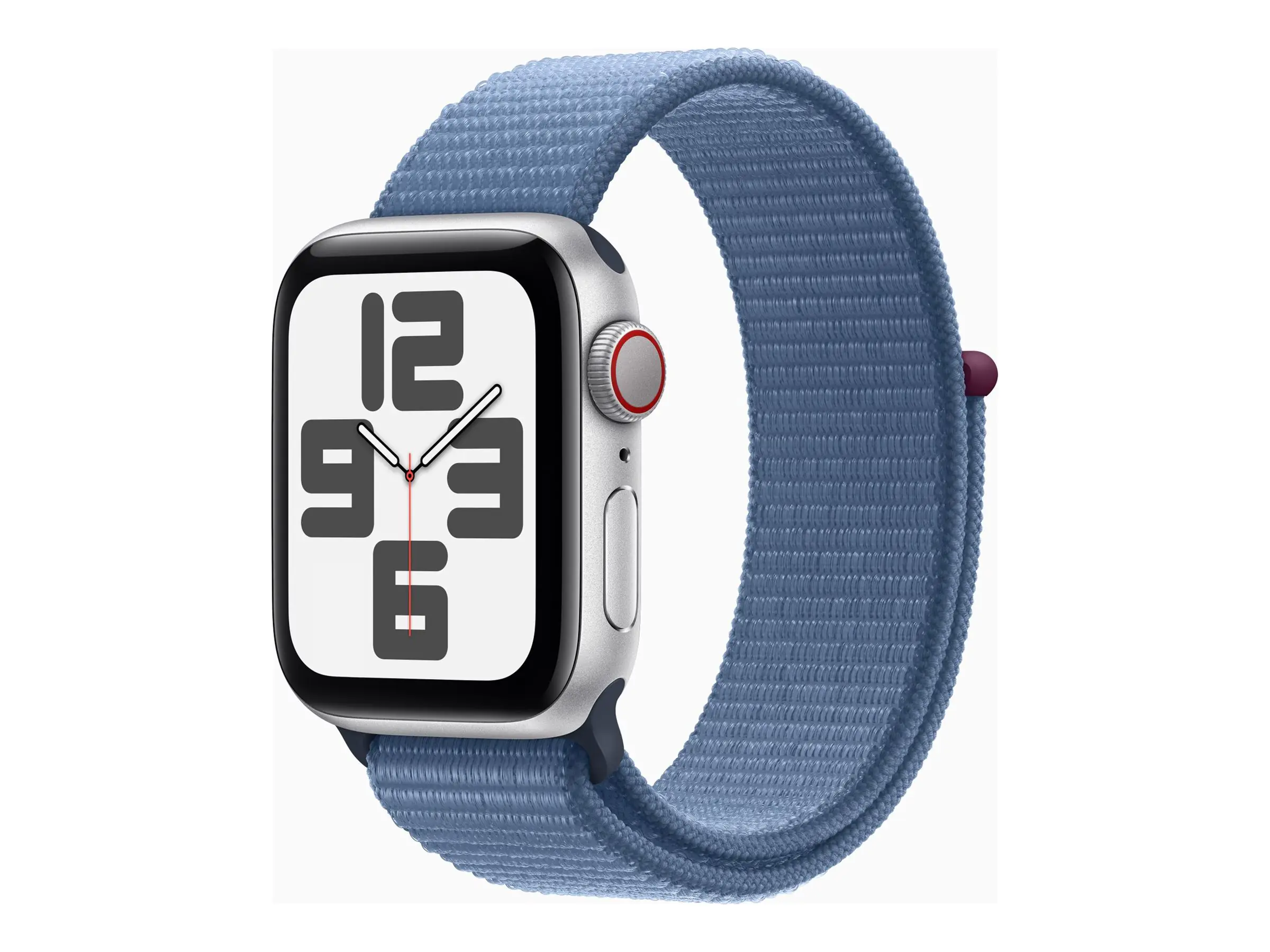 Apple Watch SE (GPS + Cellular) - 40 mm - Aluminium, Silber - intelligente Uhr mit Sportschleife - Stoff - winter blue - Handgelenkgröße: 130-200 mm - 32 GB - Wi-Fi, LTE, Bluetooth - 4G - 27.8 g