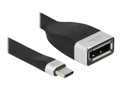 Delock - Videoadapter - 24 pin USB-C (M) zu DisplayPort (W) - Displayport 1.2/Thunderbolt 3 - 13.5 cm - flach, unterstützt 4K 60 Hz (3840 x 2160) - Schwarz