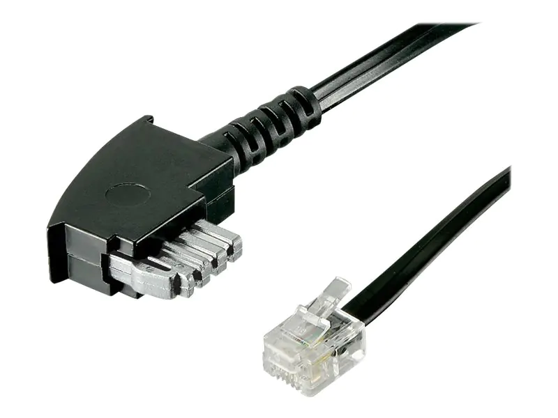 goobay - Telefonadapter - RJ-11/RJ-14 (M) bis TAE-N (M) - 3 m - flach - Schwarz