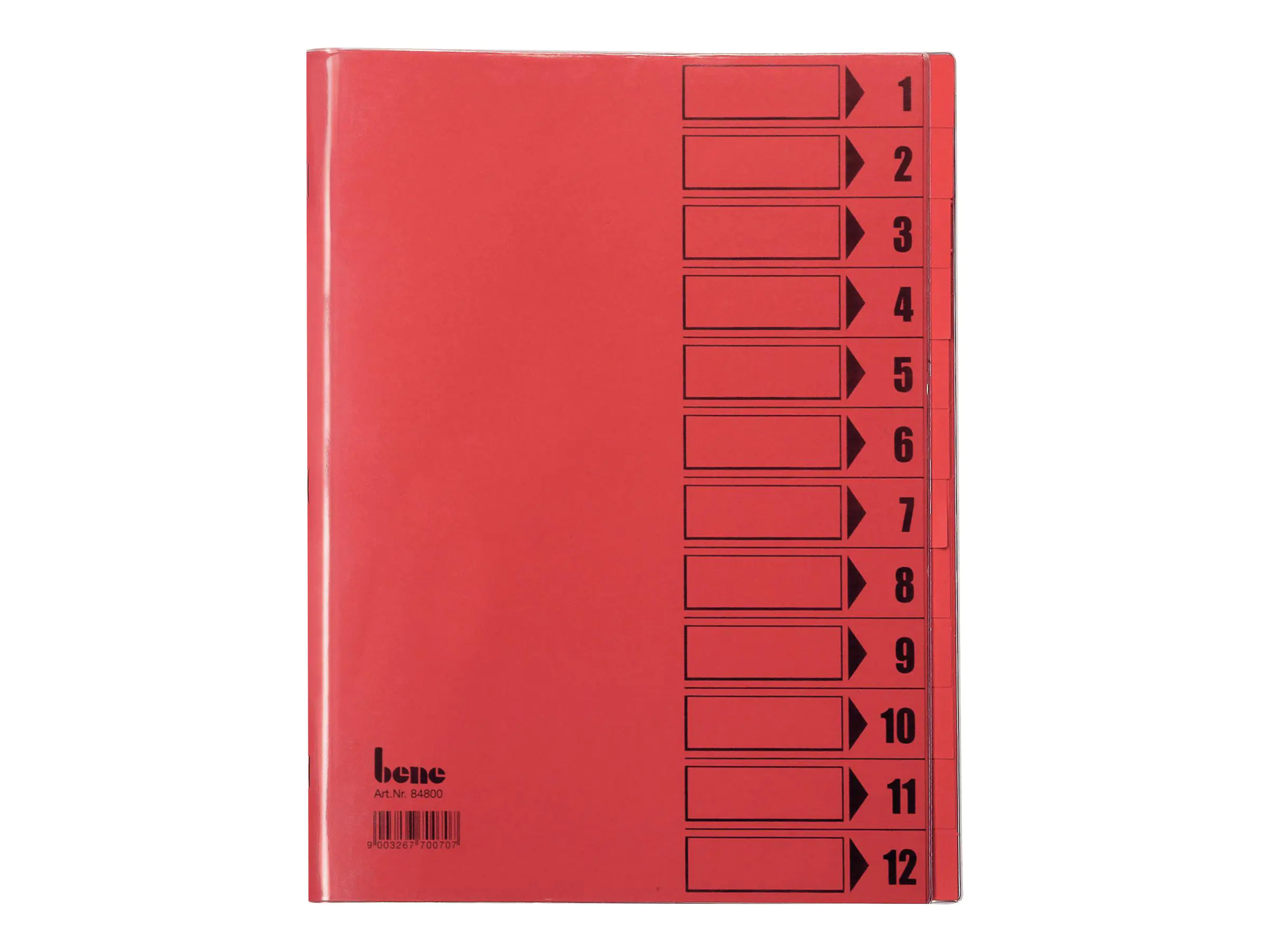 Bene Gliederungsordner - 12 Teile - vorgedruckt: 1-12 - für A4 (210 x 297 mm) 84800rot