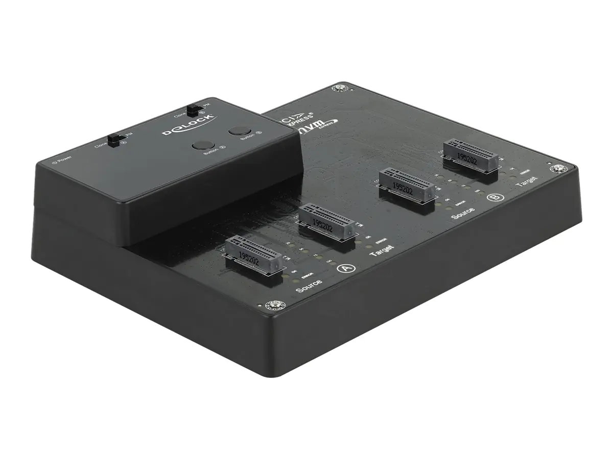 Delock - SSD-Dockingstation mit Klon-Funktion Schächte: 4 - M.2 - M.2 NVMe Card - USB 3.2 (Gen 2) - Schwarz