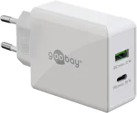 goobay - Netzteil - dual - 30 Watt - 3 A - PD, QC 3.0 - 2 Ausgabeanschlussstellen (USB, 24 pin USB-C) - weiß