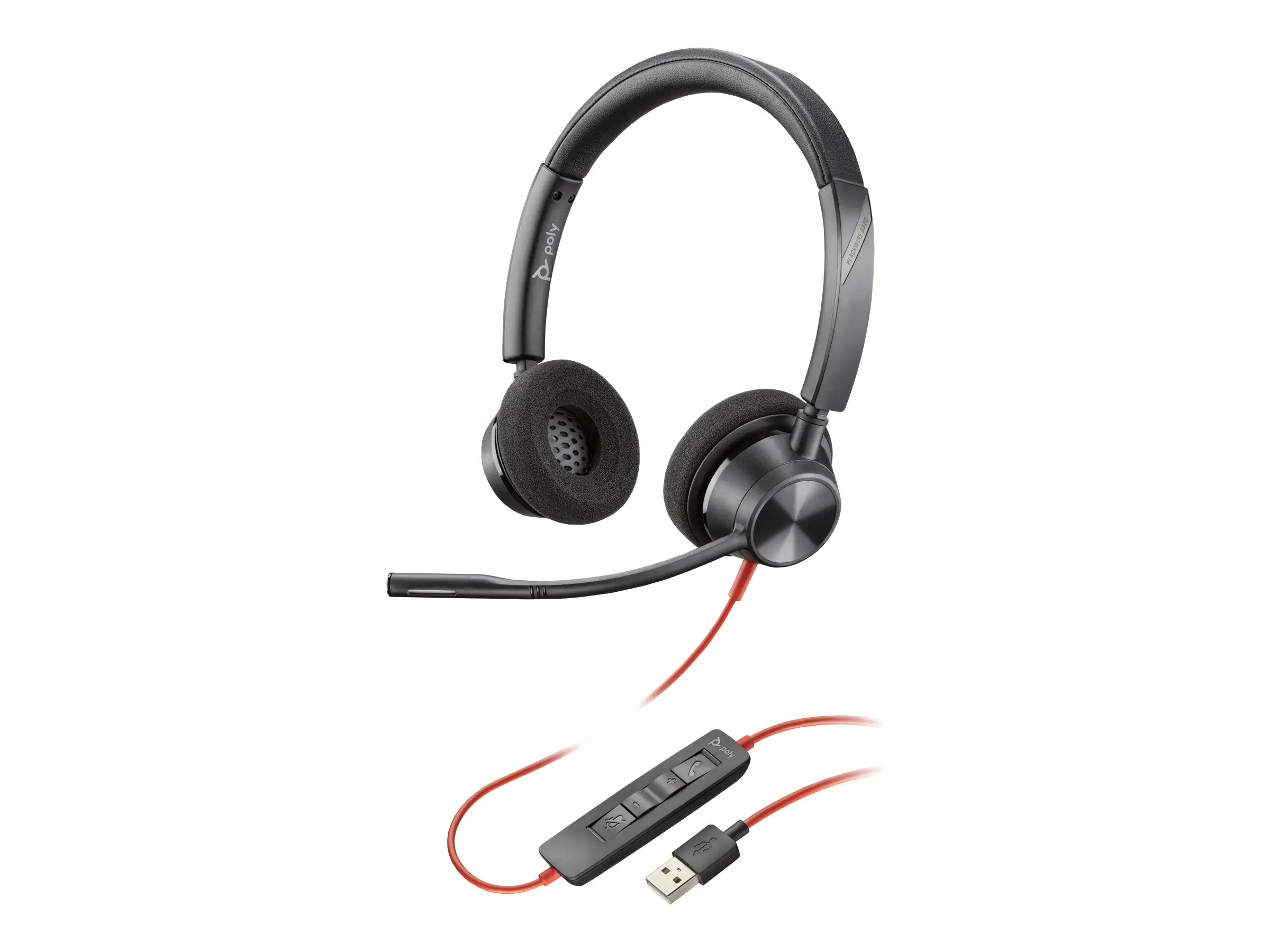 Poly Blackwire 3320 - Blackwire 3300 series - Headset - On-Ear - kabelgebunden - USB-A - Schwarz