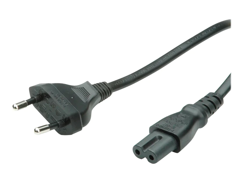 VALUE - Stromkabel - Eurostecker (M) zu power IEC 60320 C7 - Wechselstrom 250 V - 2.5 A - 1 m - Schwarz