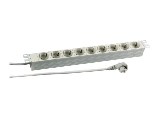 Koop PROFIversal - Steckdosenleiste (Rack - einbaufähig) - Wechselstrom 250 V - Eingabe, Eingang power CEE 7/7 - Ausgangsanschlüsse: 9 (power CEE 7/3) - 1U - 48.3 cm (19") - 2 m Schnur - Grau, RAL 7035