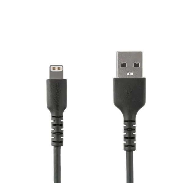 StarTech 1m USB-A auf Lightning-Kabel - Hochbelastbare, robuste Aramidfaser - USB Typ-A auf Lightningkabel - Lade-/Synchronisationskabel - Apple MFi-zertifiziert iPad/iPhone 12 - Schwarz (RUSBLTMM1MB) - Lightning-Kabel - USB männlich gerade zu Lightning m
