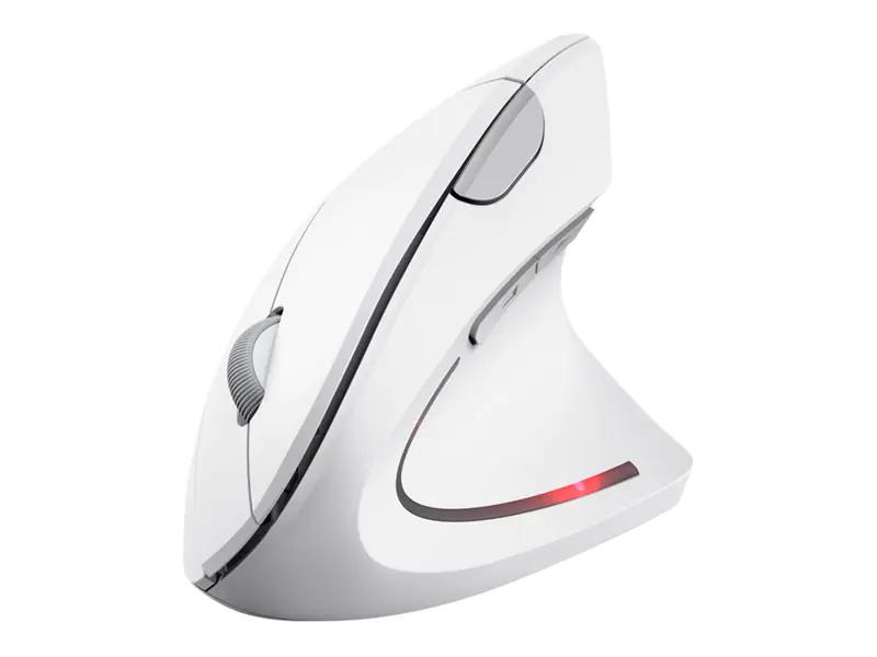 Trust Verto - Vertikale Maus - ergonomisch - Für Rechtshänder - optisch - 6 Tasten - kabellos - 2.4 GHz - kabelloser Empfänger (USB) - weiß
