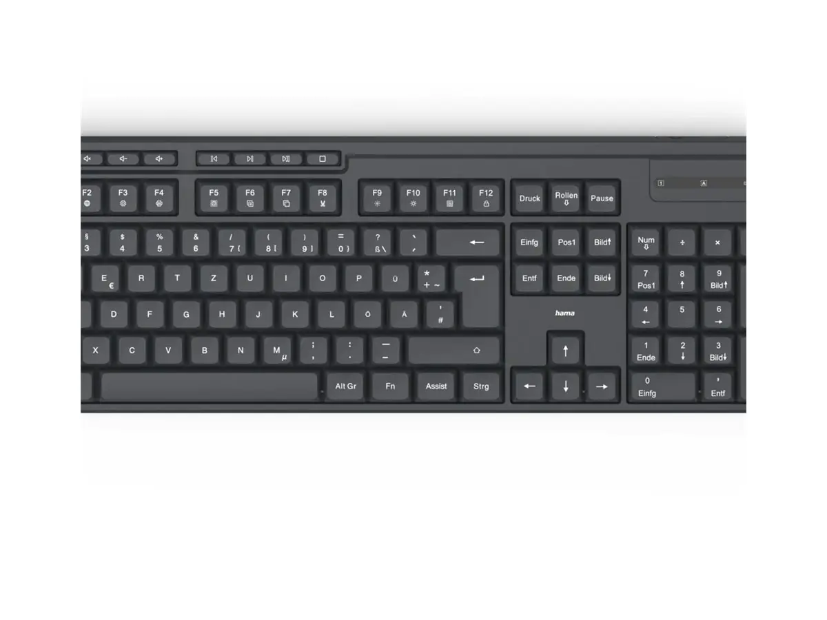 Hama Funktastatur mit Maus WKM-200 kabellos 8 Media-Tasten Schw. QWERTZ